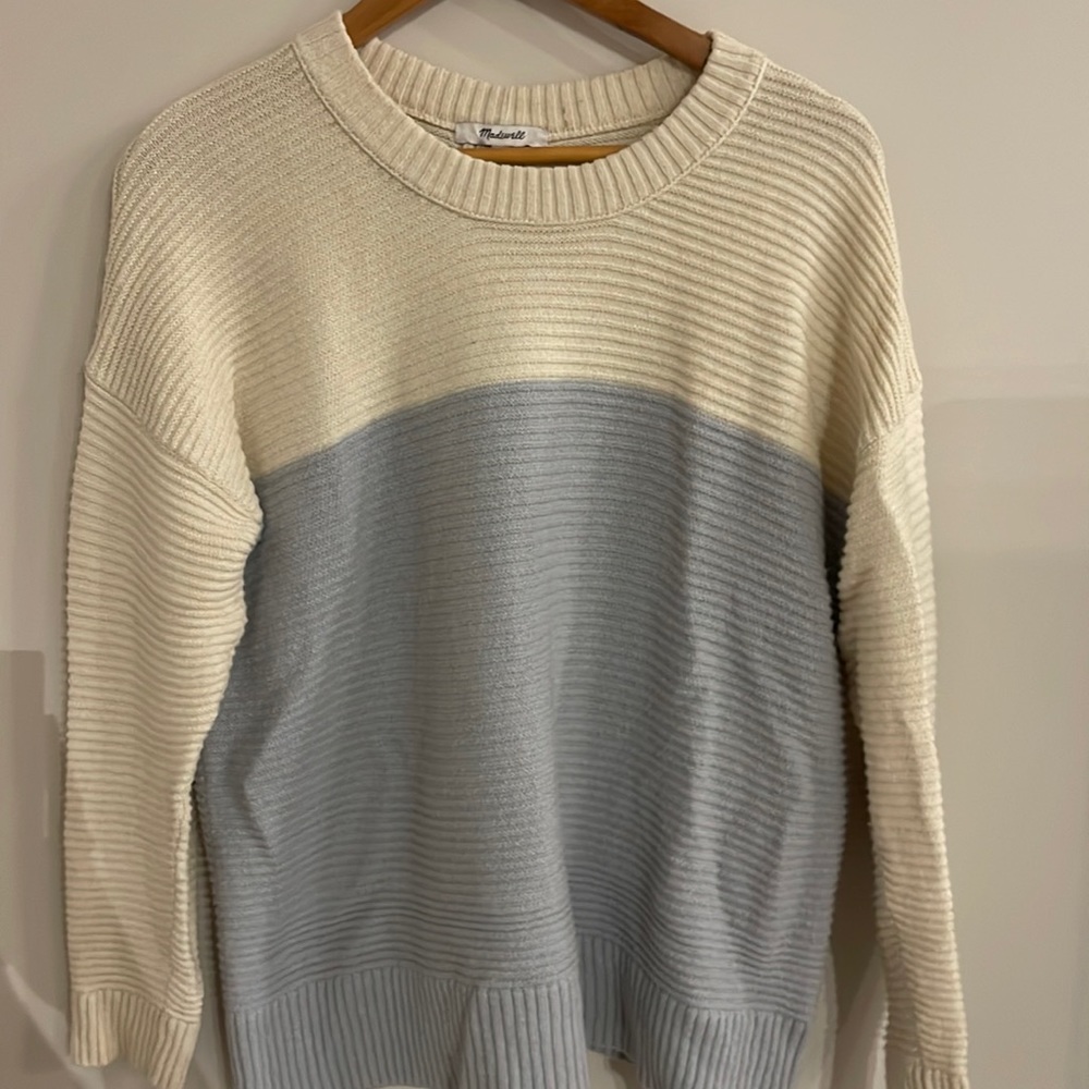 Madewell Button Back Textured Knit Sweater Antique Cream, Medium